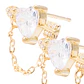 Aros de Plata Esterlina Corazón Circonita mas Cadena Revestido en Oro 18kt - Miniatura 2