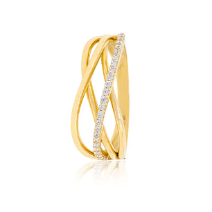 Anillo Compromiso de Oro 18Kt Entrelazado de Circon