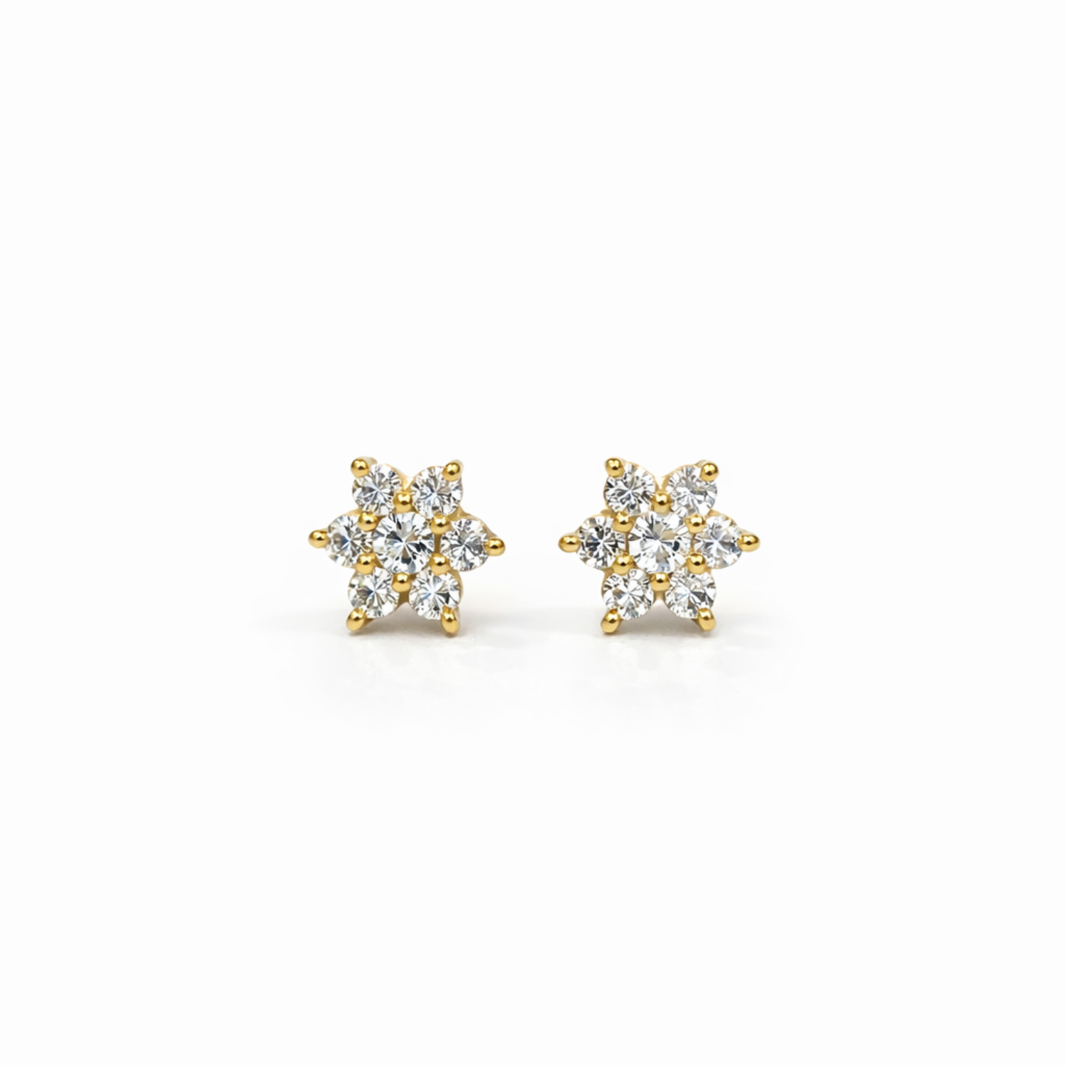 Aros Oro Amarillo 18kt Flor Imperial Circonita 1