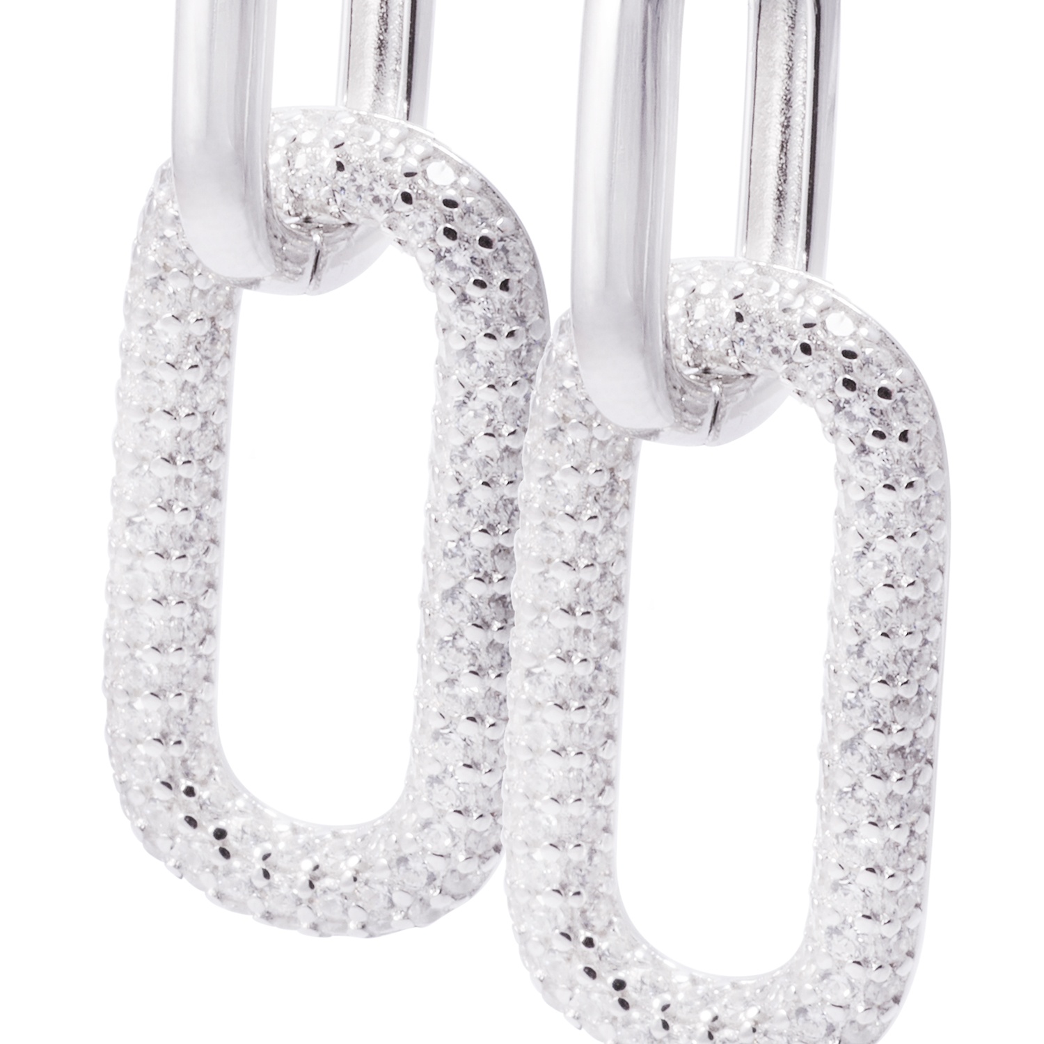 Aros de Plata Esterlina Diseño Rectangular Link Circón 2