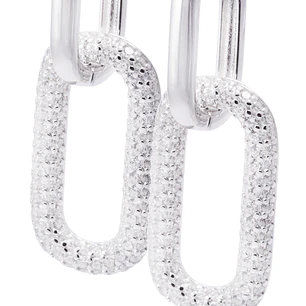 Aros de Plata Esterlina Diseño Rectangular Link Circón