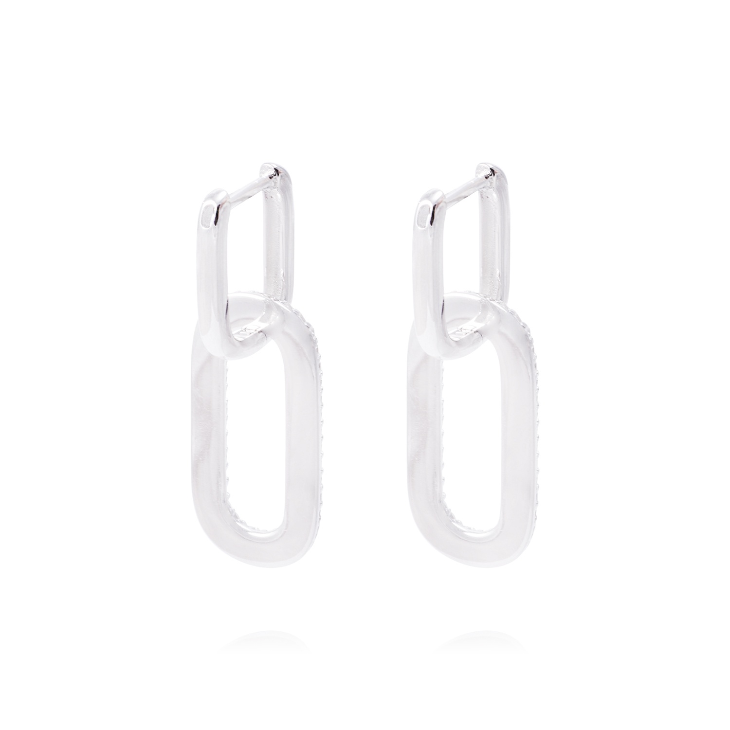Aros de Plata Esterlina Diseño Rectangular Link Circón 3