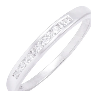 Anillo de Oro Blanco 18kt Riel con Diamantes 10Pts