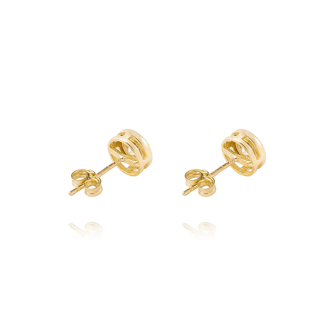 Aros Oro Amarillo 18kt Modelo Punto Luz con Piedra Circonita 2