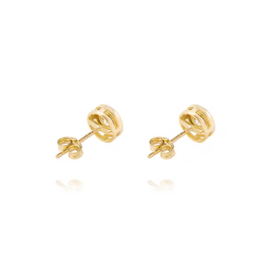 Aros Oro Amarillo 18kt Modelo Punto Luz con Piedra Circonita