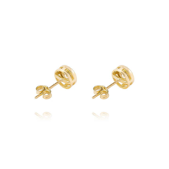 Aros Oro Amarillo 18kt Modelo Punto Luz con Piedra Circonita 2