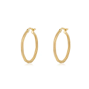 Aros de Oro 18kt Argollas Torcida Mediana