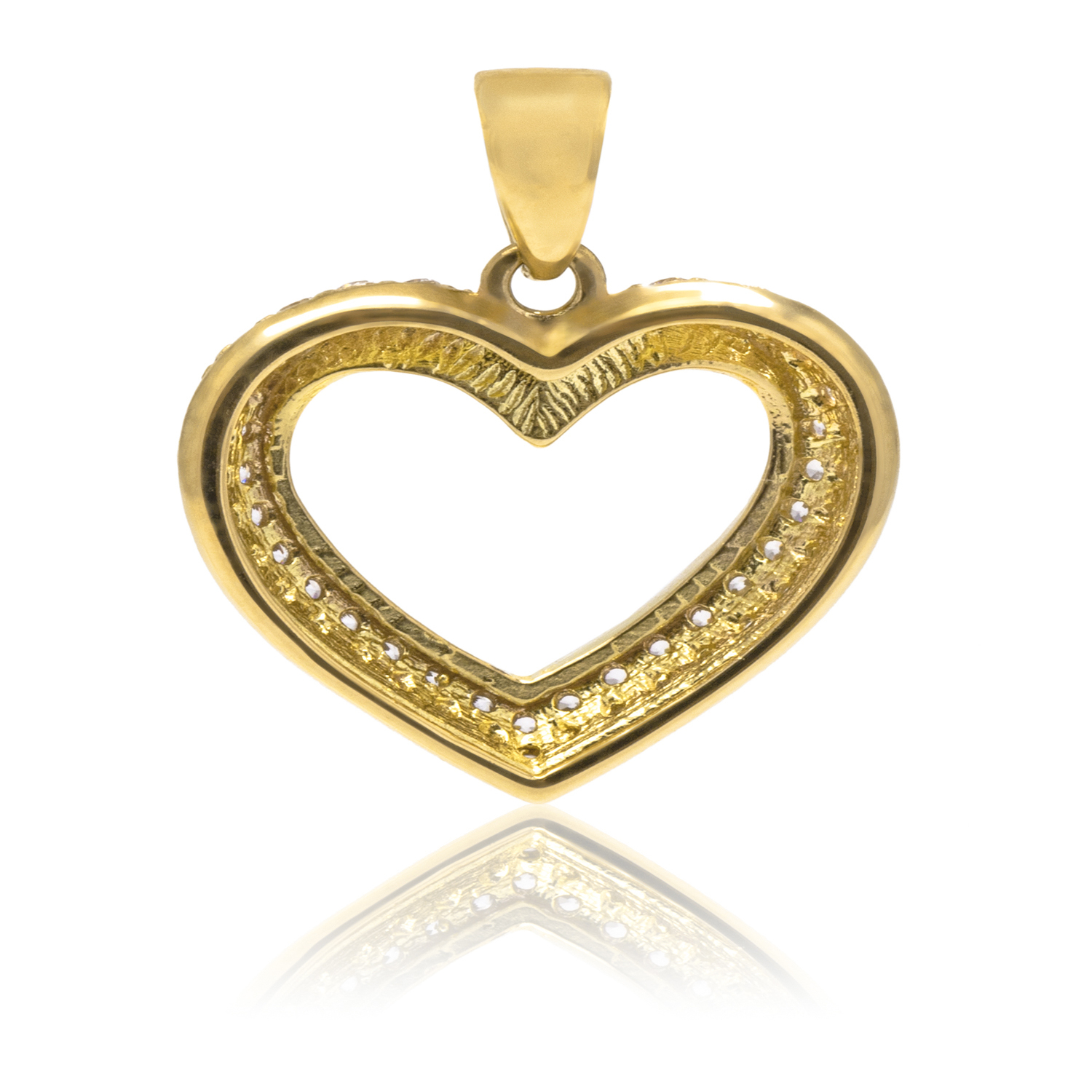 Colgante de Oro 18kt Corazon Riel Circon 3