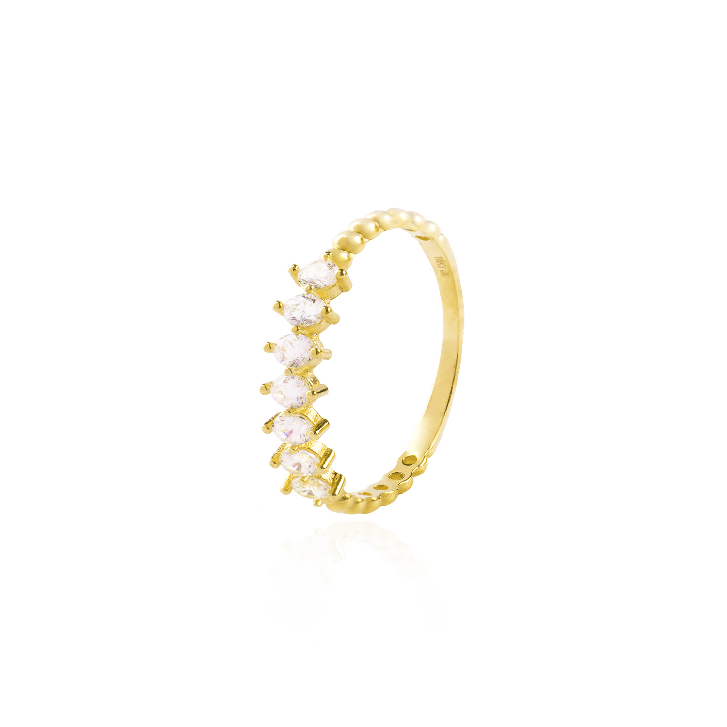 Anillo Oro Amarillo 14kt Tiara Siete Circonitas 2MM 3