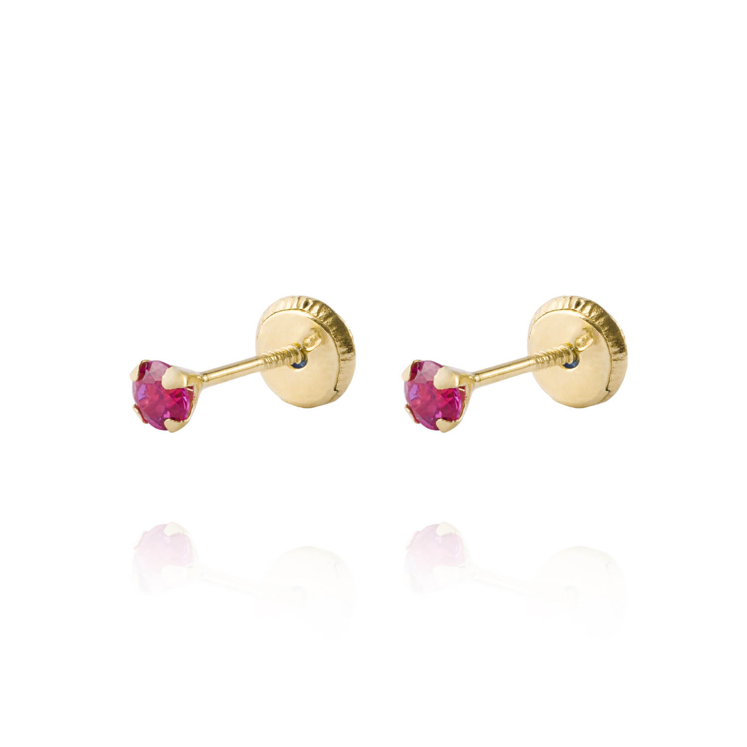 Aros de Oro 18kt Piedra Rubi 3mm 1
