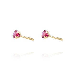 Aros de Oro 18kt Piedra Rubi 3mm