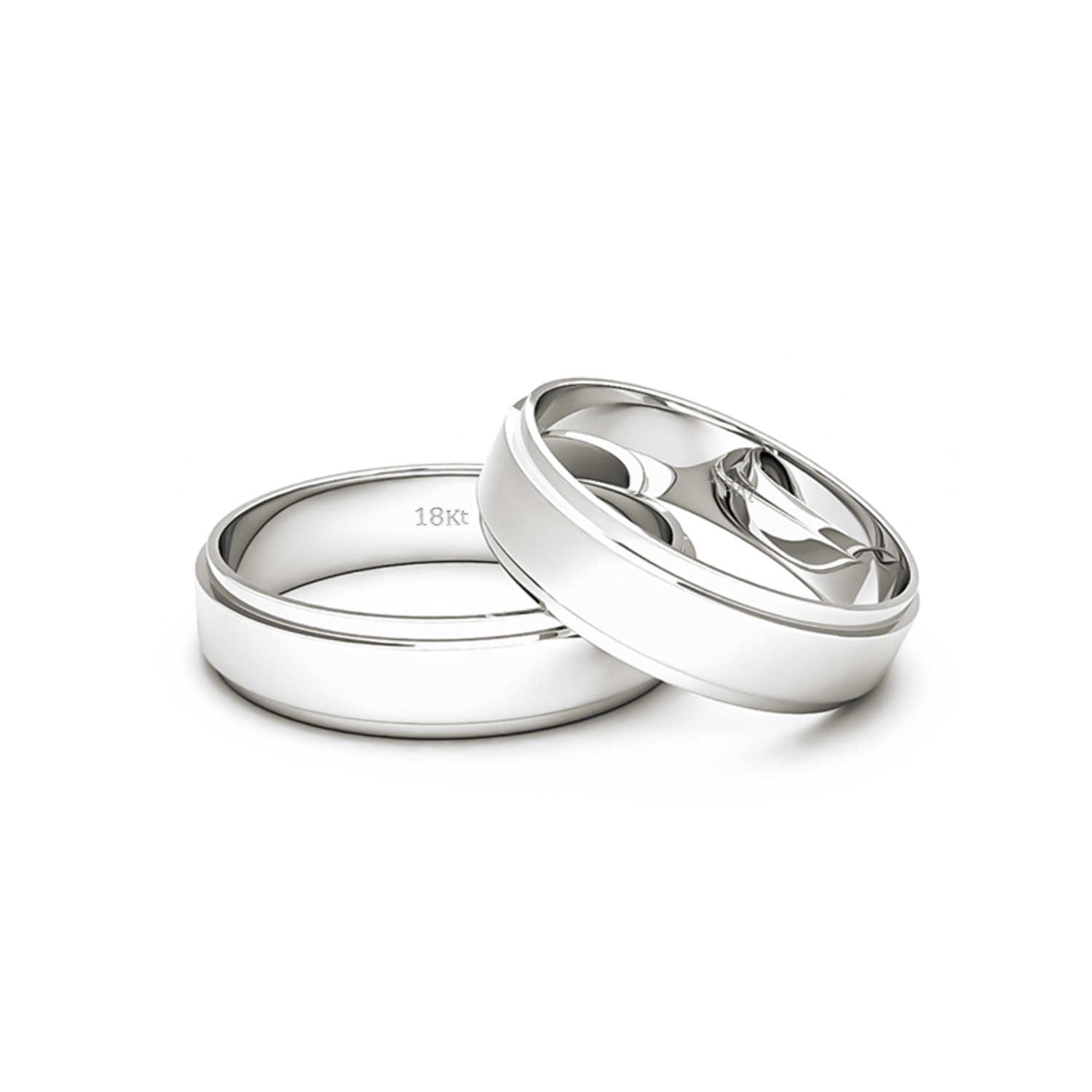 Par Argollas Matrimonio de Oro Blanco 18kt Daen 5,0mm 2