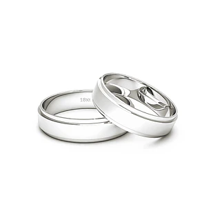 Par Argollas Matrimonio de Oro Blanco 18kt Daen 5,0mm