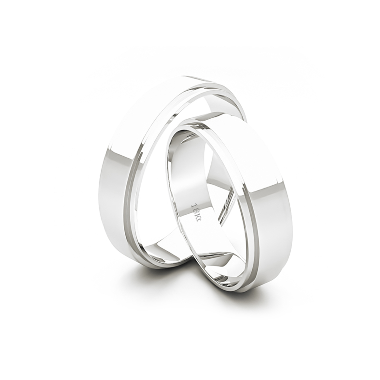 Par Argollas Matrimonio de Oro Blanco 18kt Daen 5,0mm 3