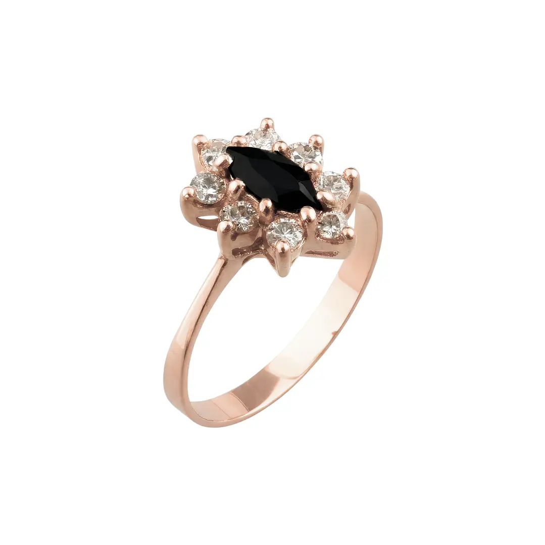 Anillo Oro 18kt Platino Roseta Marquise Circonitas 7