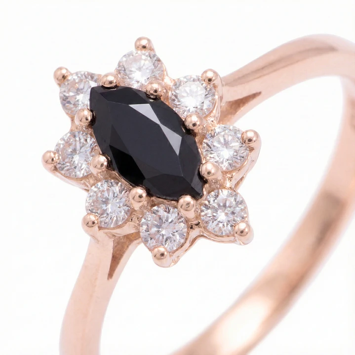 Anillo Oro 18kt Platino Roseta Marquise Circonitas 8