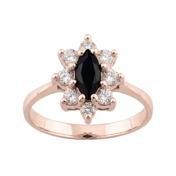 Anillo Oro 18kt Platino Roseta Marquise Circonitas 9