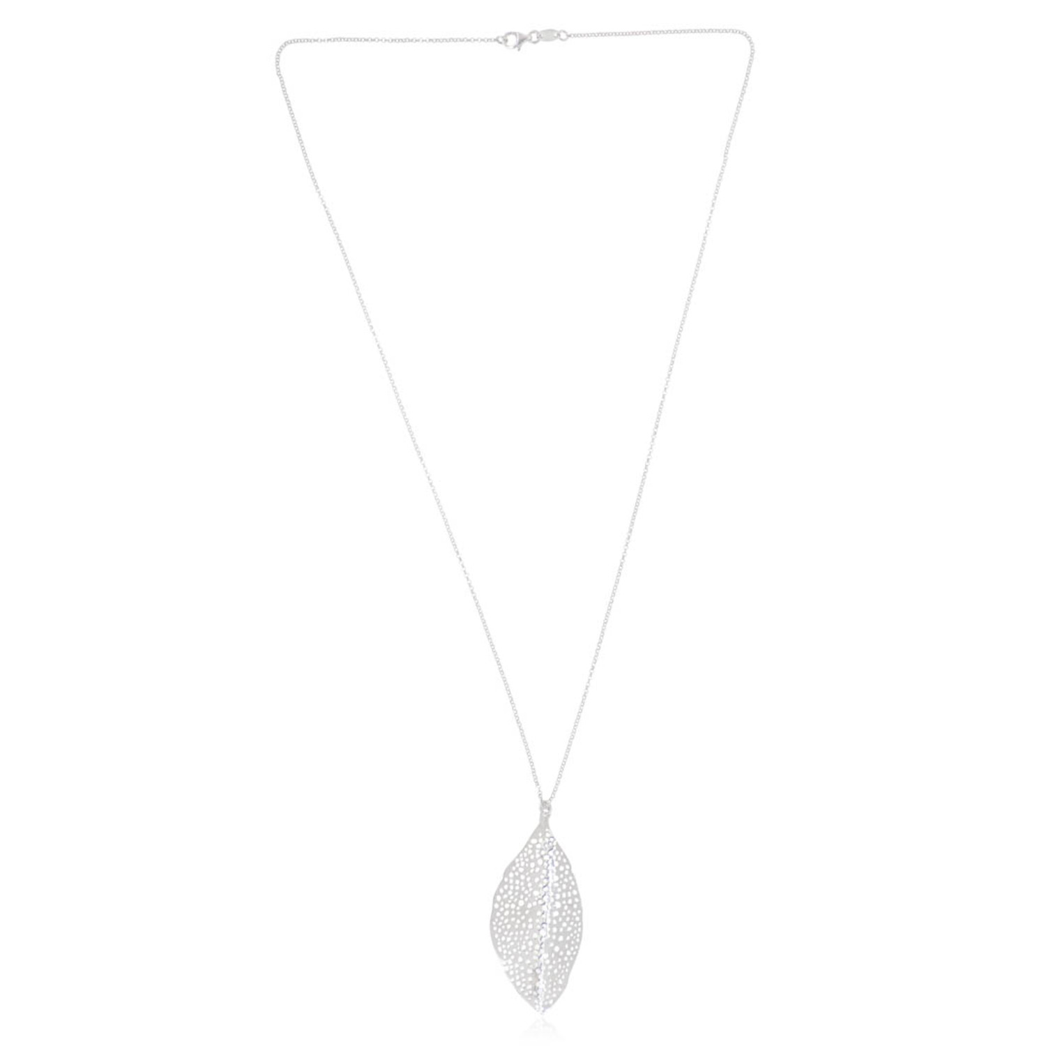 Collar de Plata Esterlina 925 Hoja Orificio 1