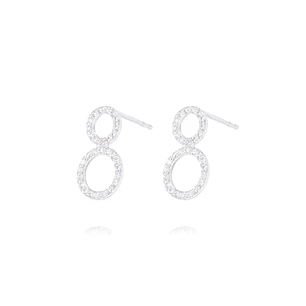 Aros Oro Blanco 18kt Dos Círculos Diamantes 53 Pts