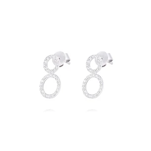 Aros Oro Blanco 18kt Dos Círculos Diamantes 53 Pts