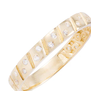 Anillo de Oro 18Kt Texturizado y Circon