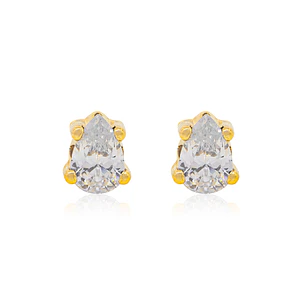 Aros de Oro 18kt Forma Gota Circonita