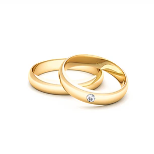 Par Argollas Matrimonio de Oro Amarillo 18kt Venecia 3,5mm Diamante 3Pts
