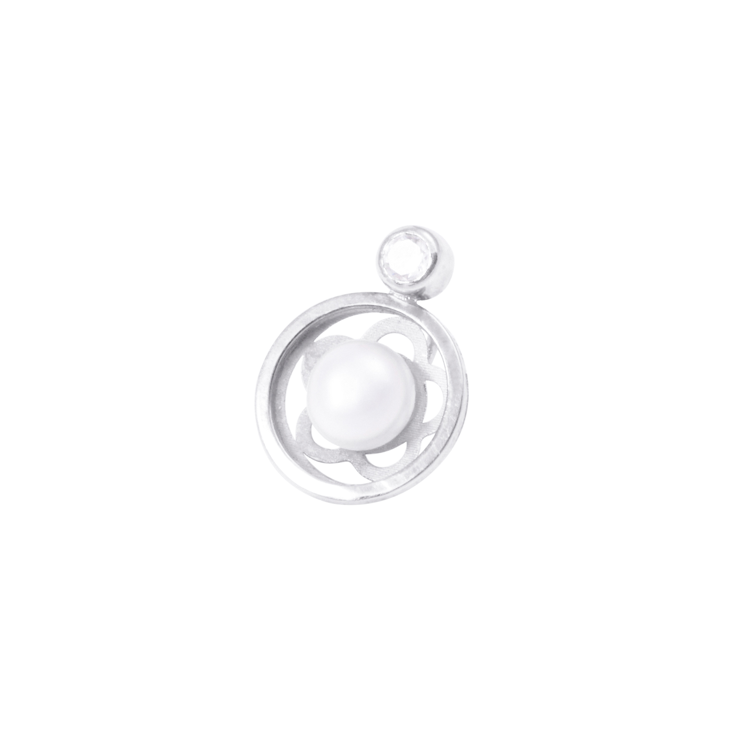 Colgante Oro Blanco 18kt Perla Cultivada 5 - 6 mm 1
