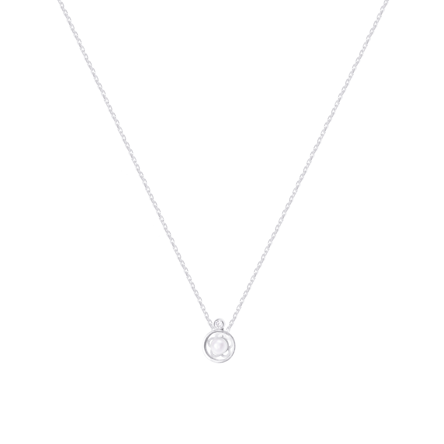 Colgante Oro Blanco 18kt Perla Cultivada 5 - 6 mm 3
