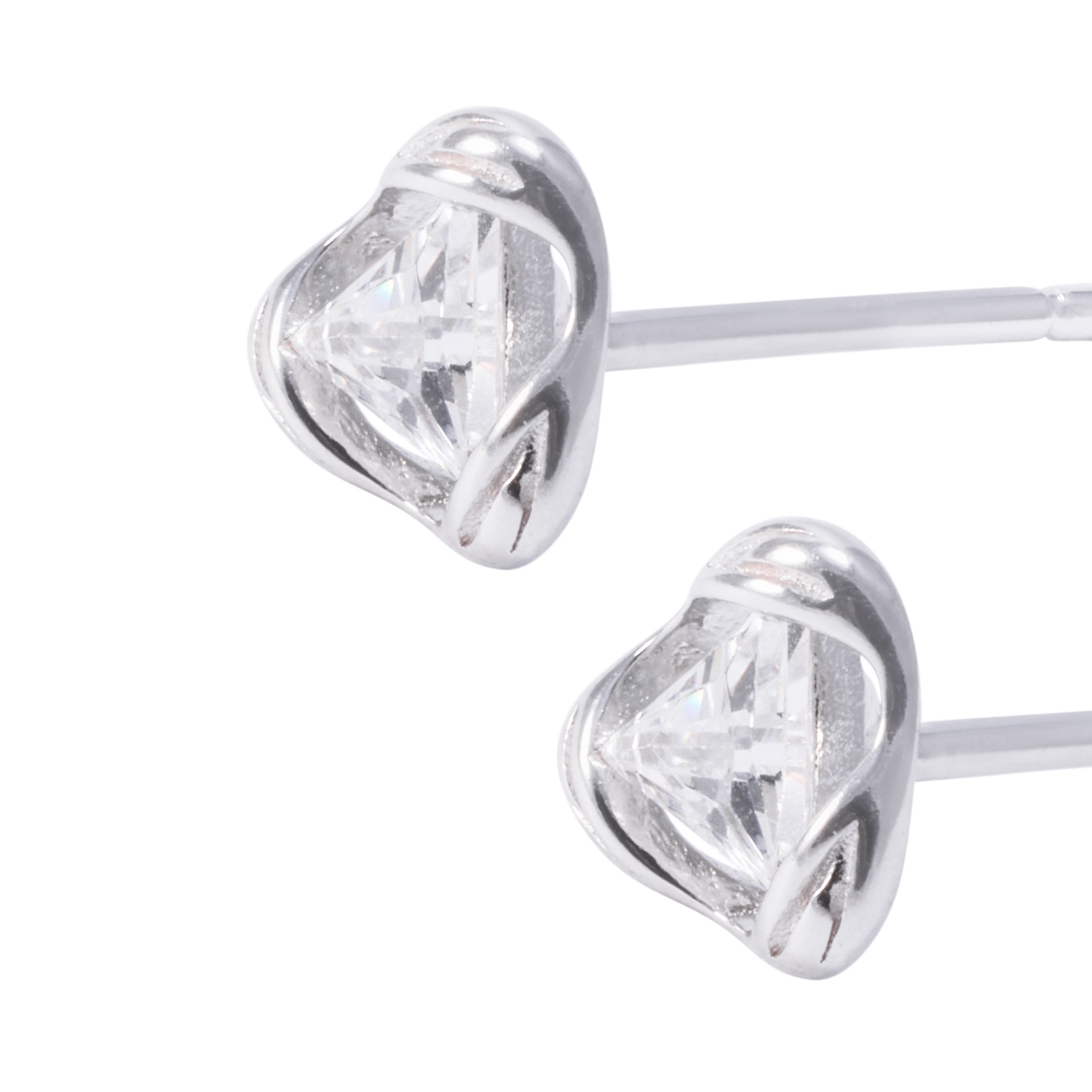 Aros de Plata Esterlina Triangulo con Circonita 2