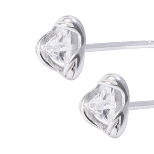 Aros de Plata Esterlina Triangulo con Circonita