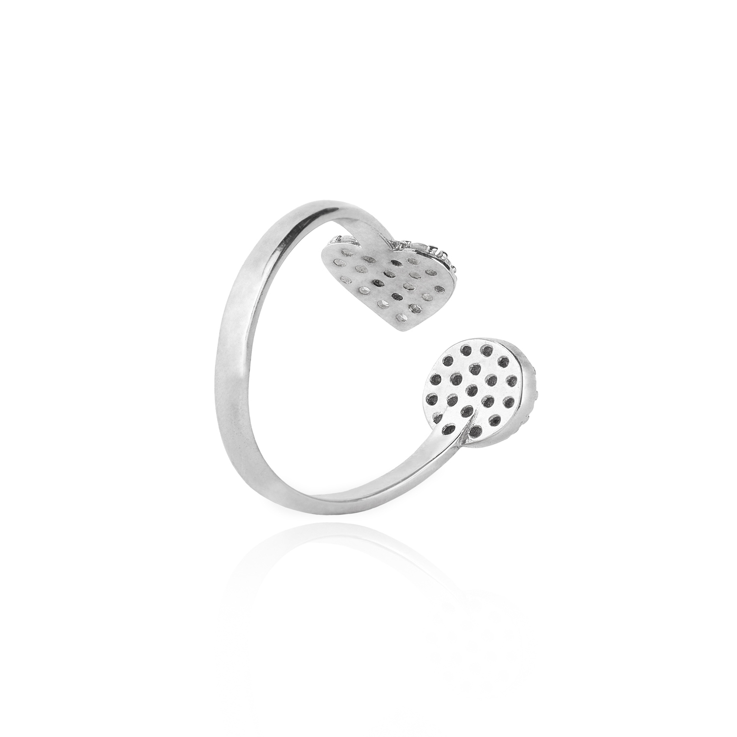 Anillo de Plata Esterlina 925 Corazón y Punto Circonita 2