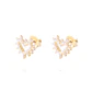 Aros de Plata Esterlina Corazón Perla mas Circonita Revestido en Oro 18kt - Miniatura 1