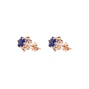 Aros Oro Miel de 18kt Zafiro