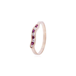 Anillo Oro Miel 18kt Asimétrico Rubí