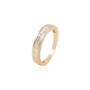 Anillo Compromiso de Oro 18Kt Circón corte Princesa en Riel