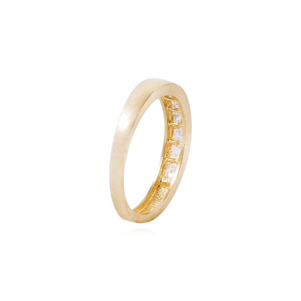 Anillo Compromiso de Oro 18Kt Circón corte Princesa en Riel 3