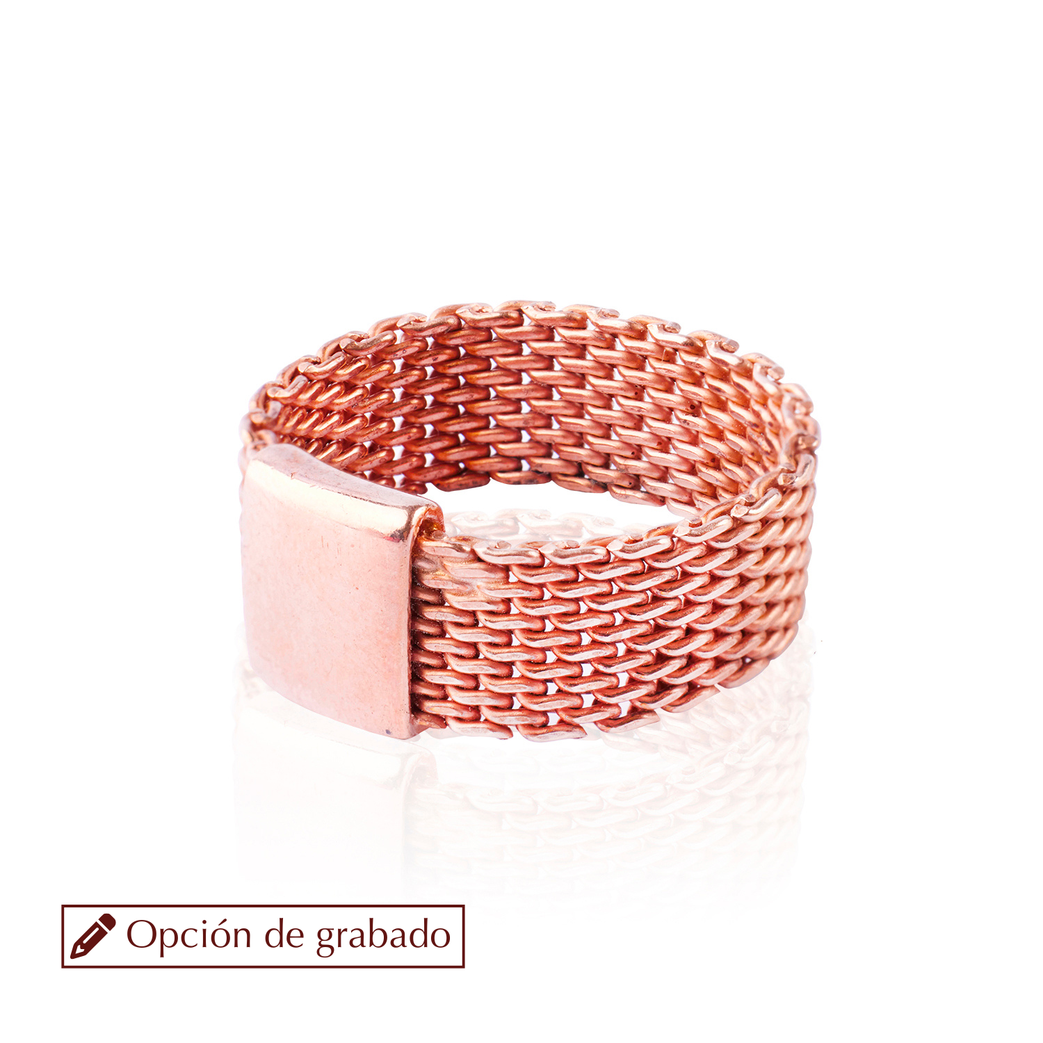 Anillo de Plata Esterlina 925 Placa Rose Revestido Oro 18kt 1