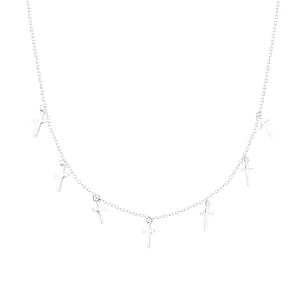 Collar de Plata Esterlina 925 Choker Cruces Colgantes