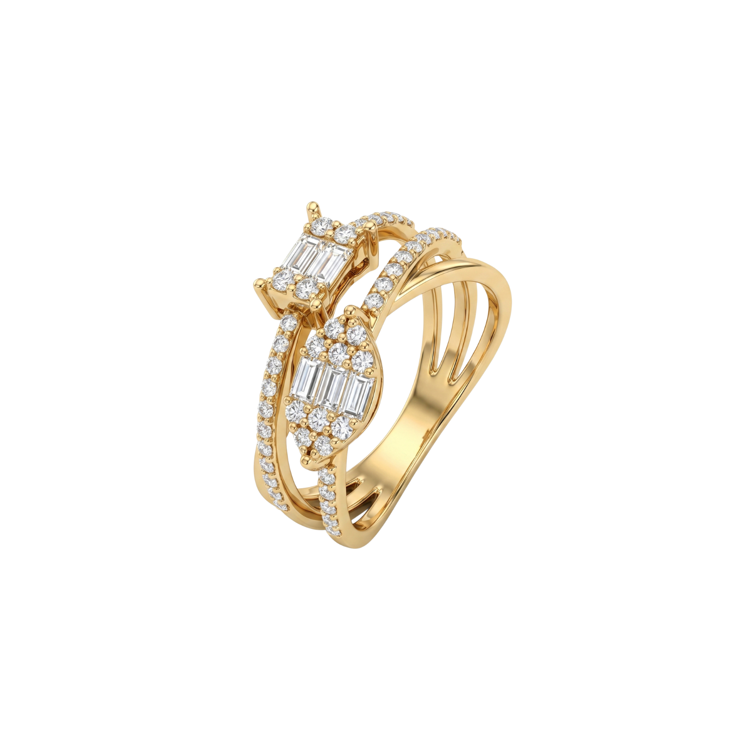 Anillo Oro Amarillo 18kt Diamantes Corte Esmeralda 55 Pts 1