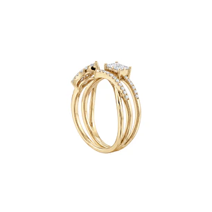 Anillo Oro Amarillo 18kt Diamantes Corte Esmeralda 55 Pts