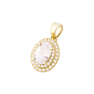 Colgante de Oro 18kt Ovalado Doble Riel