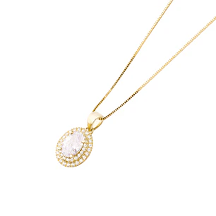 Colgante de Oro 18kt Ovalado Doble Riel