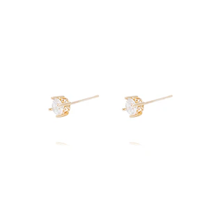Aros Oro Amarillo 18kt Circonita con Engaste de Corazón