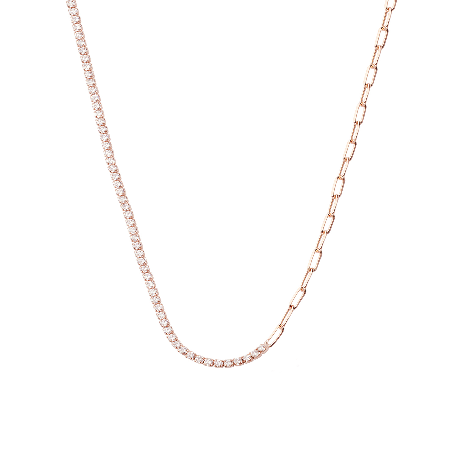 Collar de Plata Esterlina 925 Eslabones Rose Revestido en Oro 18kt 3