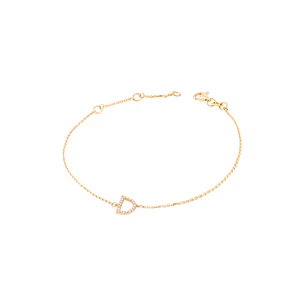Pulsera de Oro Amarillo 18kt Letras D con Diamantes 7Pts