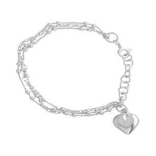Pulsera de Plata Esterlina 925 Corazon Colgante