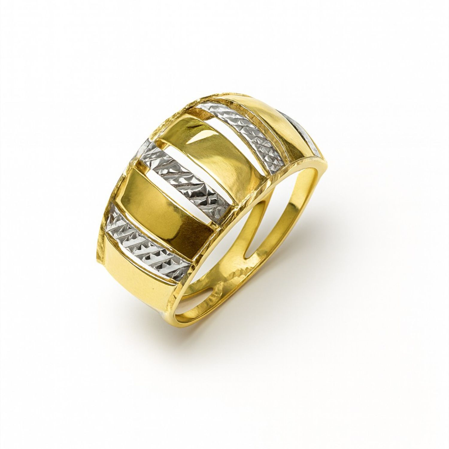 Anillo Oro Amarillo 18kt Prisma Bicolor 1