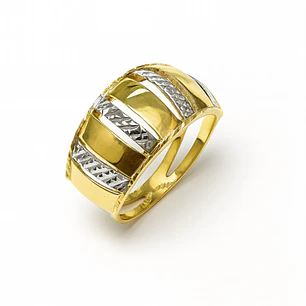 Anillo Oro Amarillo 18kt Prisma Bicolor