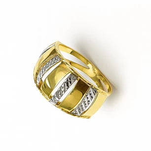 Anillo Oro Amarillo 18kt Prisma Bicolor
